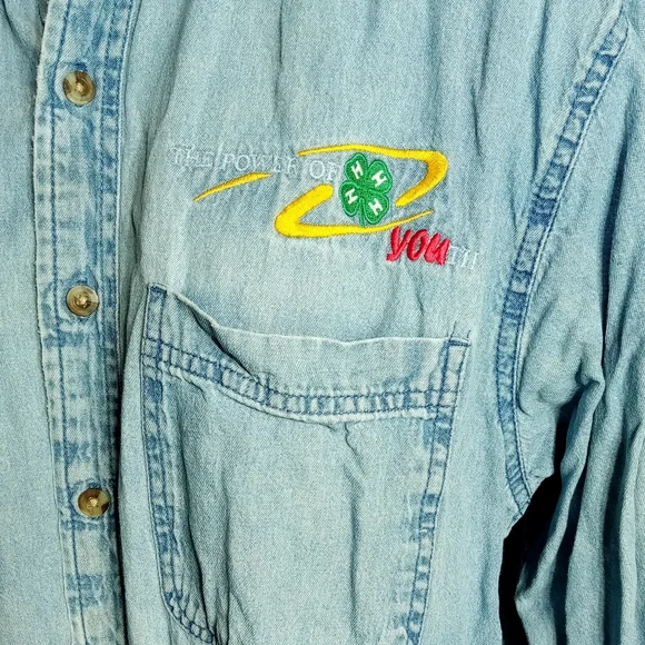 Ultra Club Men's Blue Jean Long Sleeve Button Down Shirt Sz Lg - Picture 8 of 12